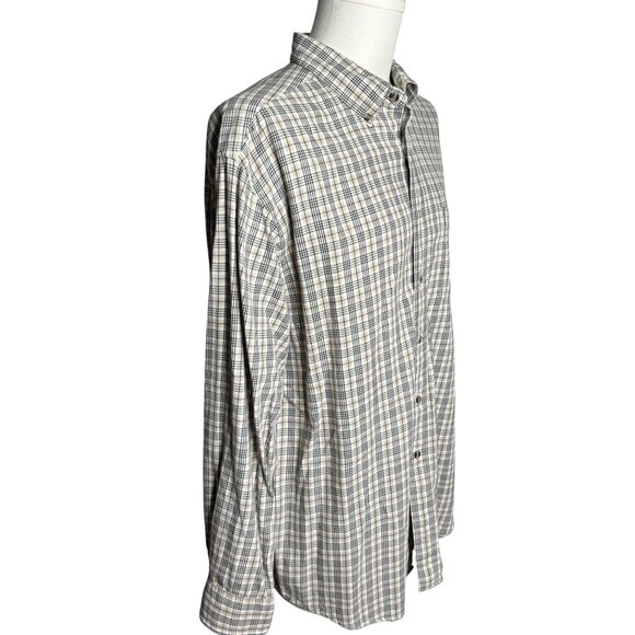 Covington Button Down Long Sleeve Shirt L Beige Black Plaid Pocket Cotton - Picture 5 of 6